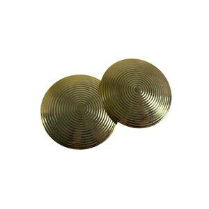 Vintage 80s Large Gold Tone Concentric Circle Disc Earrings Lightweight